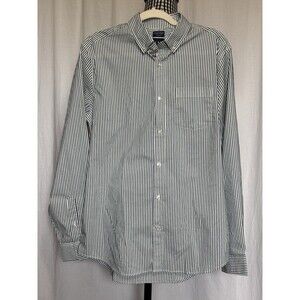New Gap CoolMax EcoMade Performance Poplin Shirt Oxford Men Medium Stripe Green